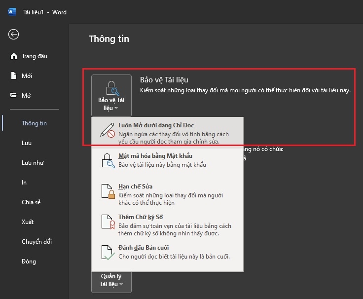 Cách khóa file Word an toàn
