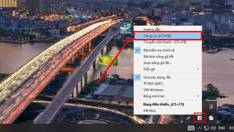 Nhấn tổ hợp Ctrl + Shift + F6 để mở hộp thoại Unikey Toolki