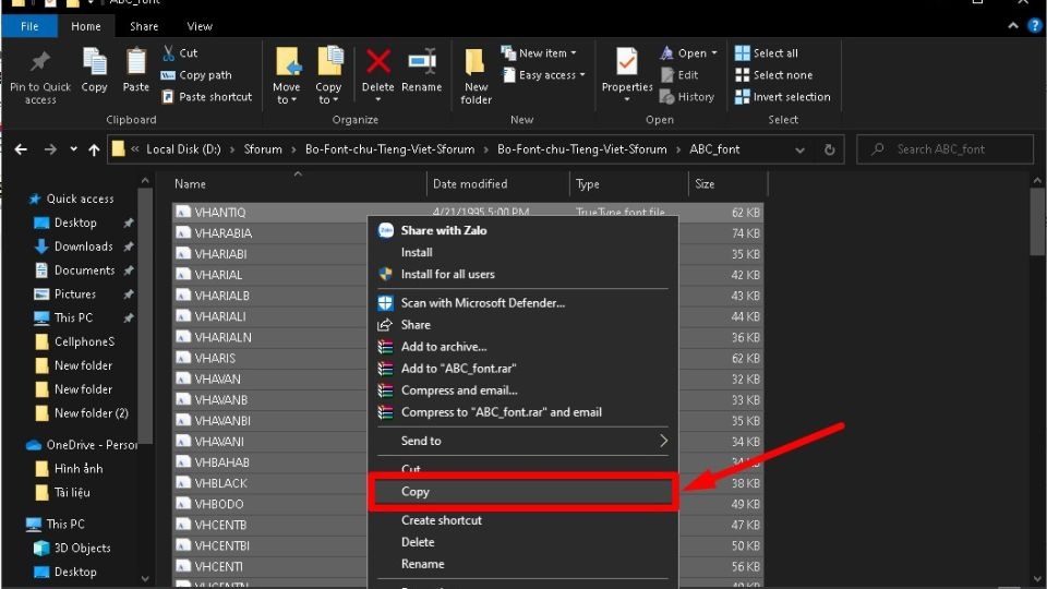 Copy font tiếng việt