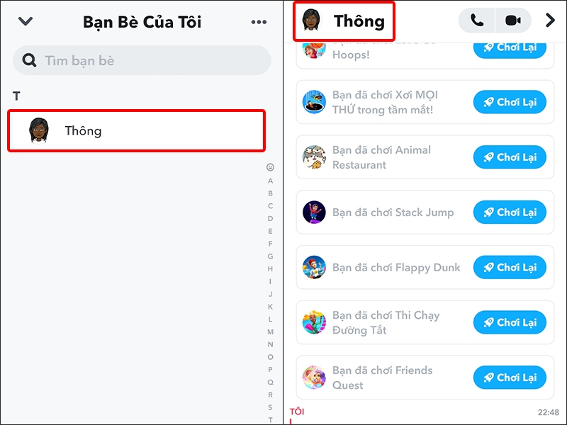 Nhấn vào Tên mà bạn muốn chặn