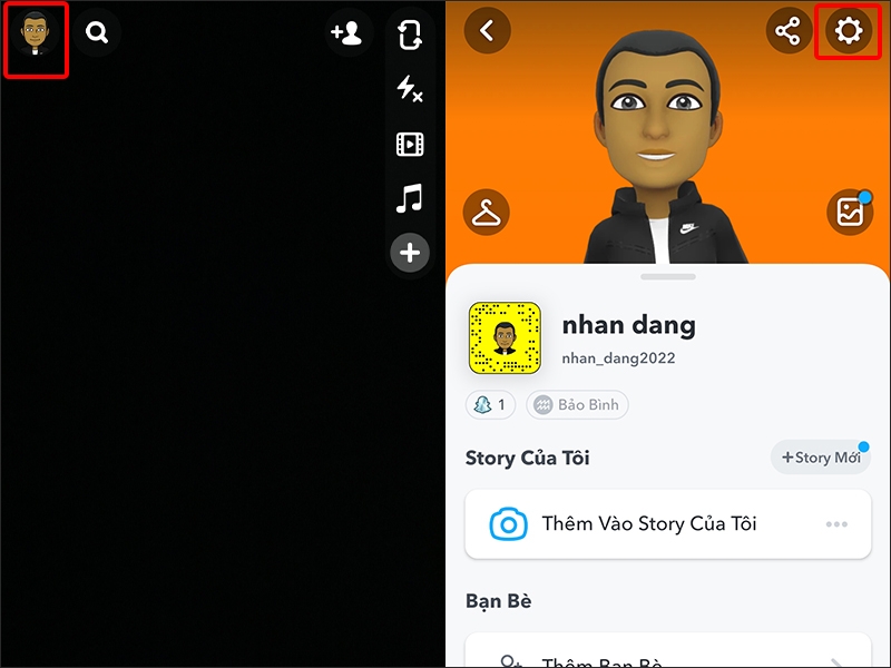 Nhấn vào Tài khoản và Chọn Cài đặt