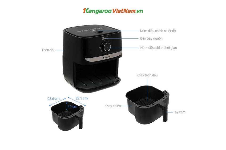 Nồi chiên không dầu Kangaro 6 lít KG6AF1 - hình 4