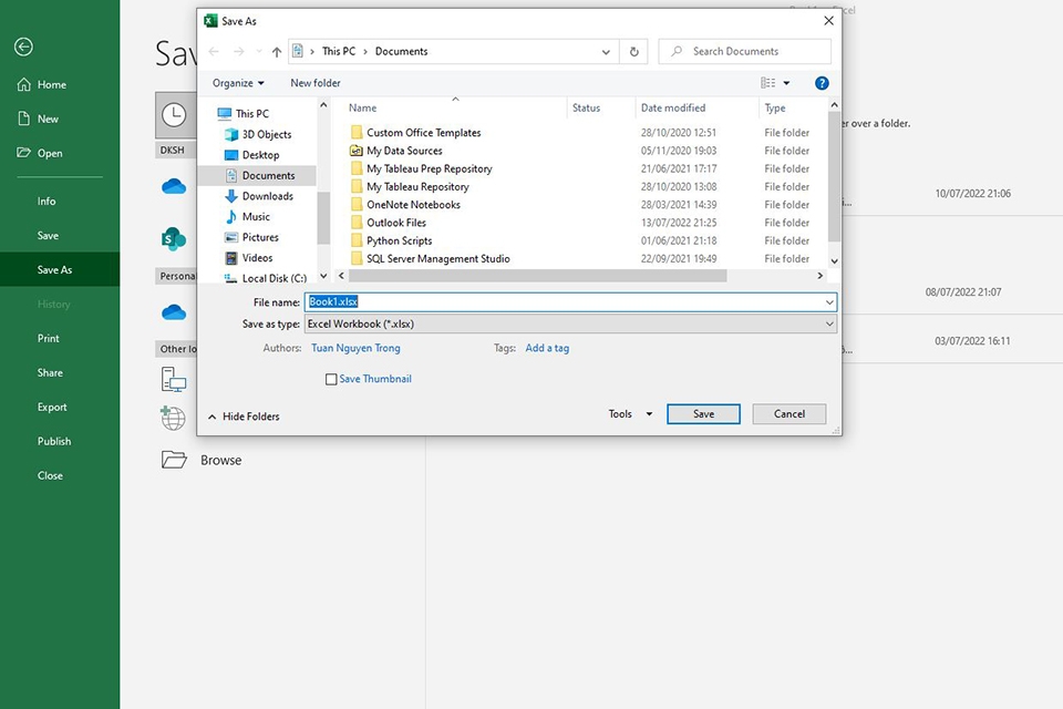 Tạo Workbook ban đầu - bước 3, 4