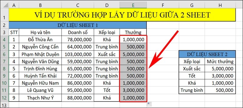 lấy dữ liệu từ bảng này sang bảng khác trong excel (2)