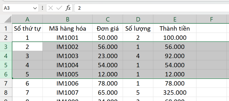 Cách thêm dòng trong Excel (10)