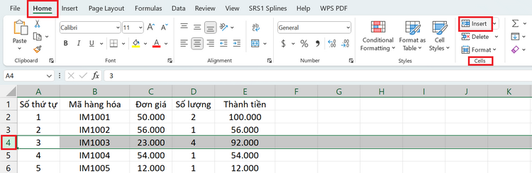 Cách thêm dòng trong Excel (7)