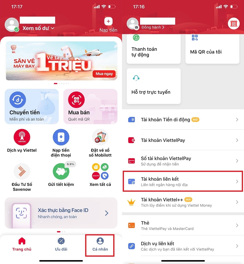 Cách đăng ký tài khoản và liên kết Viettel Money 3