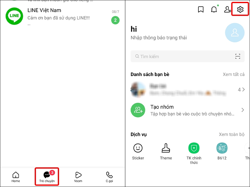 Nhấn vào Home và chọn Cài đặt