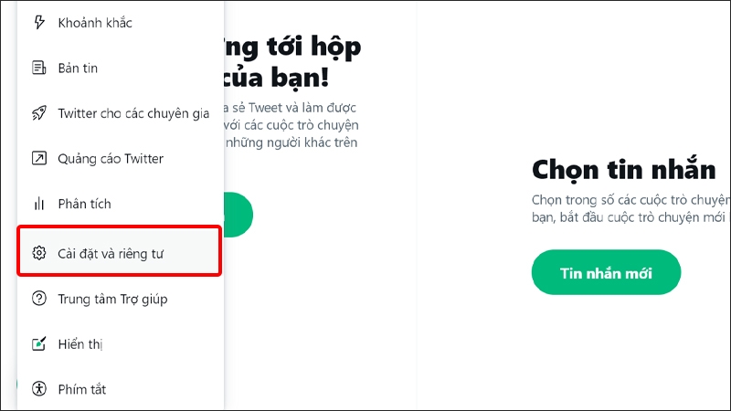 Chọn Cài đặt và riêng tư