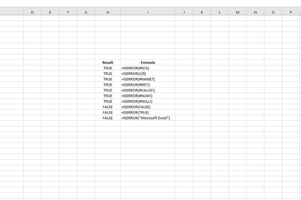 Cách sử dụng hàm ISERROR trong Excel