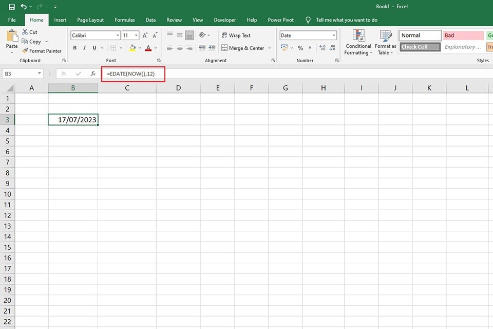Cách sử dụng hàm EDATE kết hợp với hàm NOW trong Excel