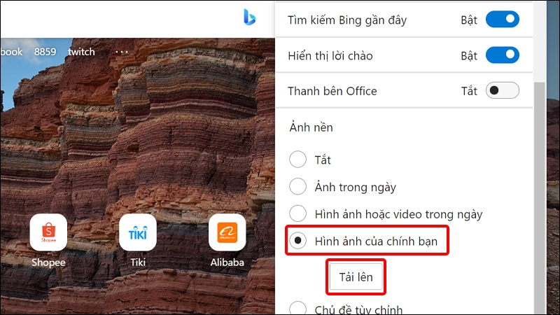Chọn Hình ảnh chính và bạn nhấn Tải lên