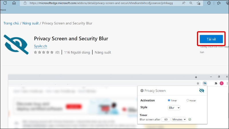 Cách làm mờ trang web trên Microsoft Edge