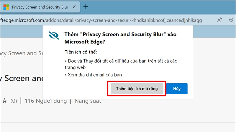 Cách làm mờ trang web trên Microsoft Edge