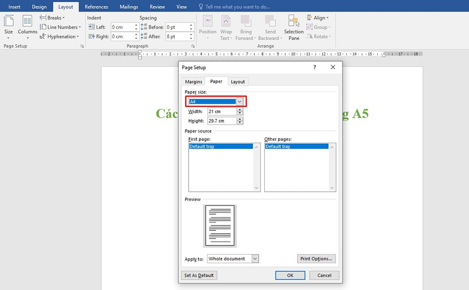 Chuyển khổ giấy từ A4 sang A5 - Ảnh 02 Chuyển khổ giấy từ A4 sang A5 - Ảnh 02