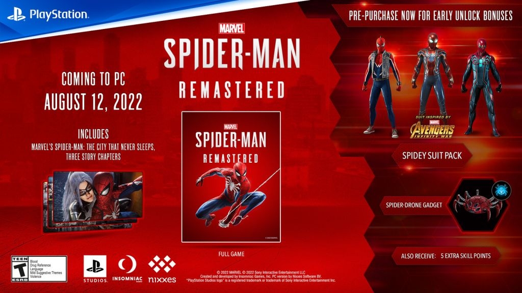 Quà đặt trước Spider-Man Remastered