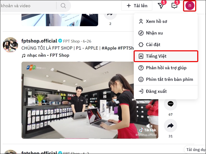 Cách thay đổi ngôn ngữ ứng dụng TikTok trên máy tính