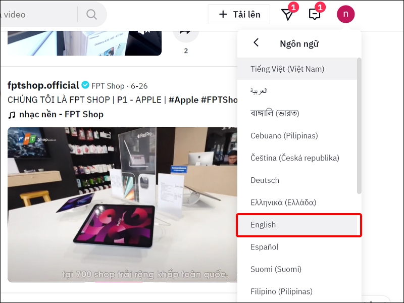 Cách thay đổi ngôn ngữ ứng dụng TikTok trên máy tính