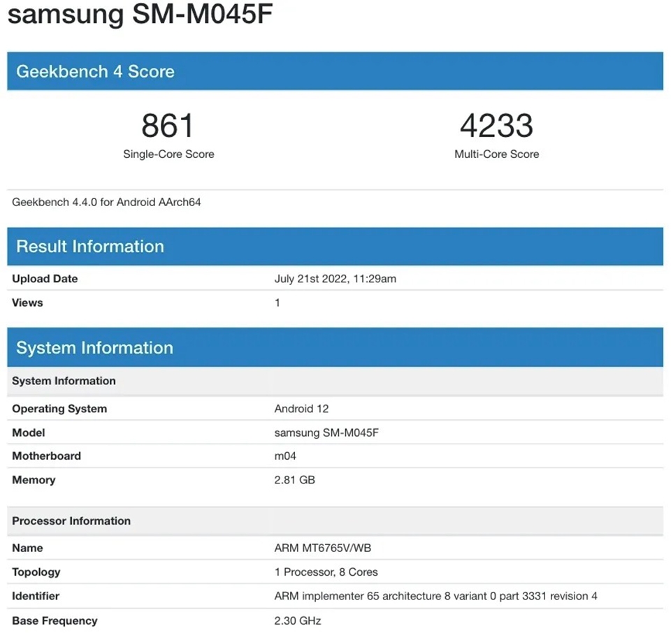 Samsung Galaxy M04 lộ cấu hình trên Geekbench, có thể sớm ra mắt Samsung Galaxy M04 lộ cấu hình trên Geekbench, có thể sớm ra mắt