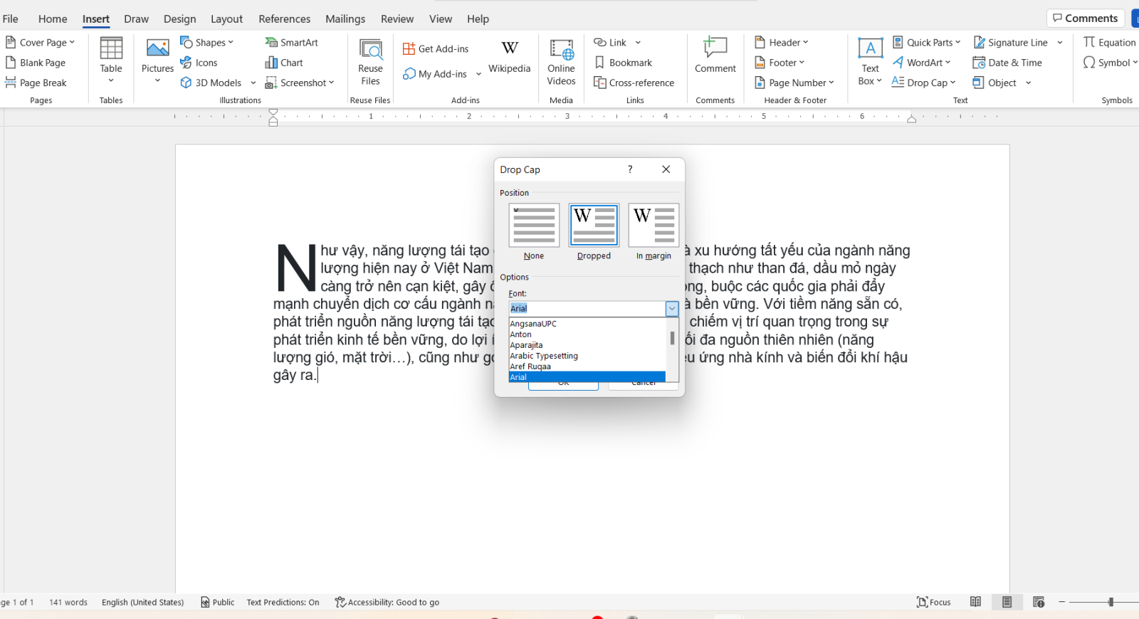 Cách tạo Drop Cap trong Word 6