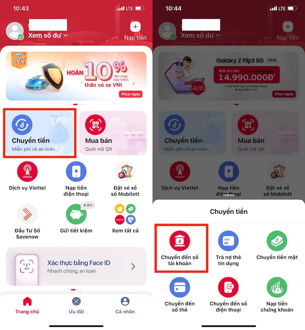 Các cách chuyển tiền Viettel Money 1