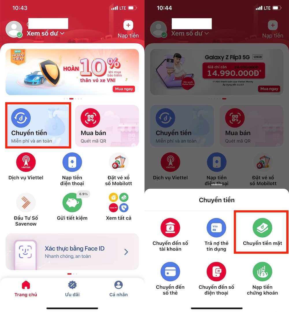 Các cách chuyển tiền Viettel Money 3