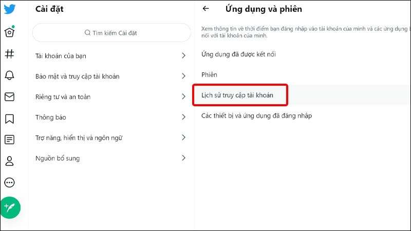 Cách xem lại lịch sử đăng nhập Twitter trên máy tính
