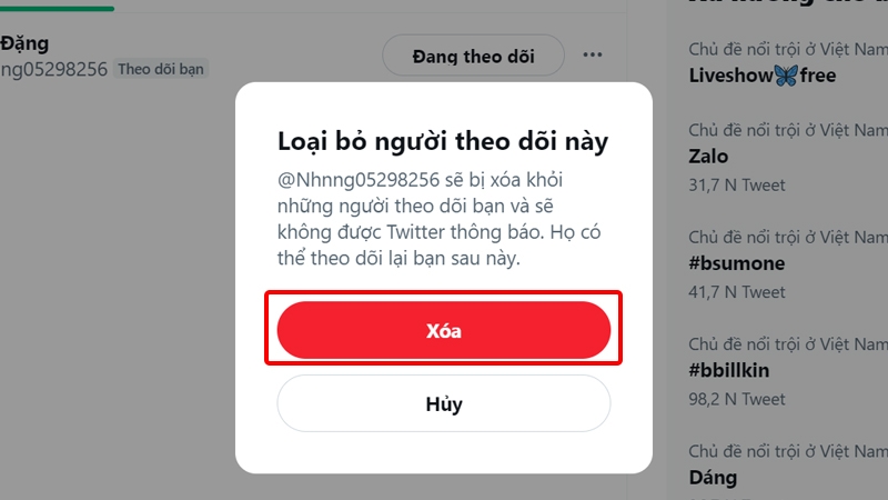 Hướng dẫn xóa người theo dõi trên Twitter