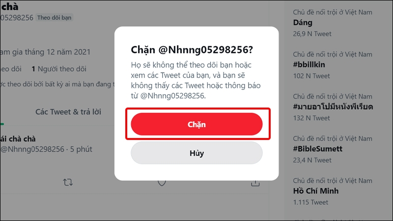 Cách chặn người dùng Twitter trên máy tính