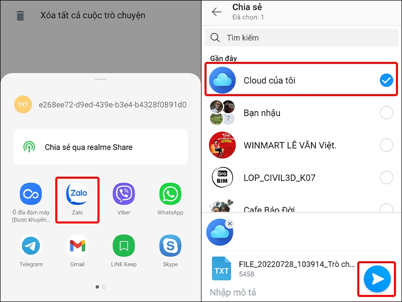 Hướng dẫn chia sẻ cuộc trò chuyện WhatsApp sang Zalo