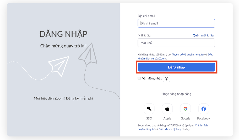 Cách đăng nhập vào Zoom 6