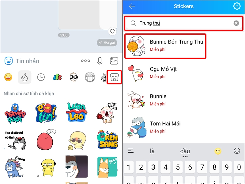 Cách gửi Sticker Trung Thu trên ứng dụng Zalo