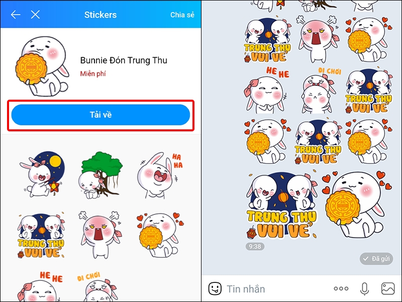 Cách gửi Sticker Trung Thu trên ứng dụng Zalo