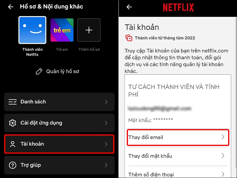 Hướng dẫn thay đổi email trên Netflix bằng điện thoại