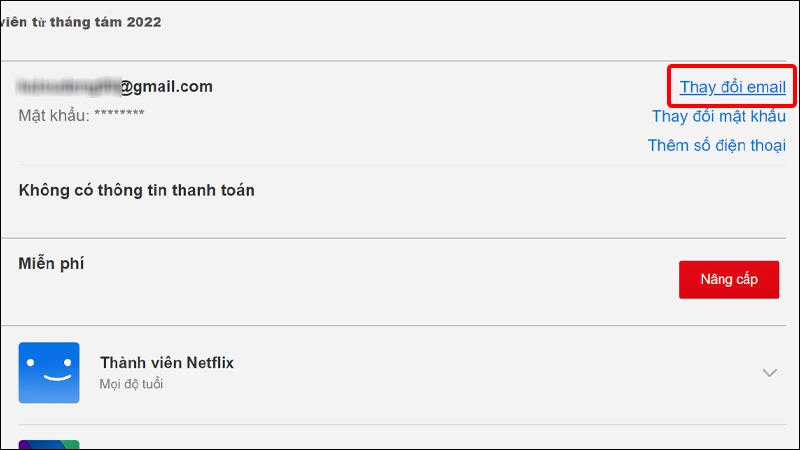 Hướng dẫn thay đổi email trên Netflix bằng máy tính