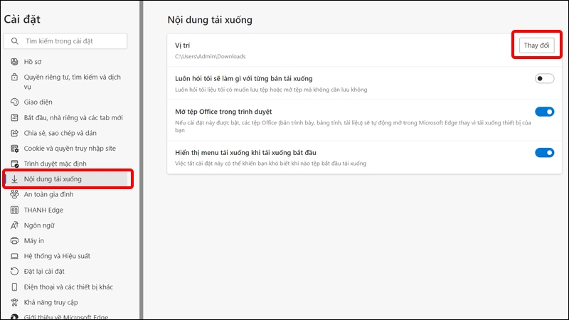 Cách thay đổi vị trí tải xuống trên trình duyệt Microsoft Edge