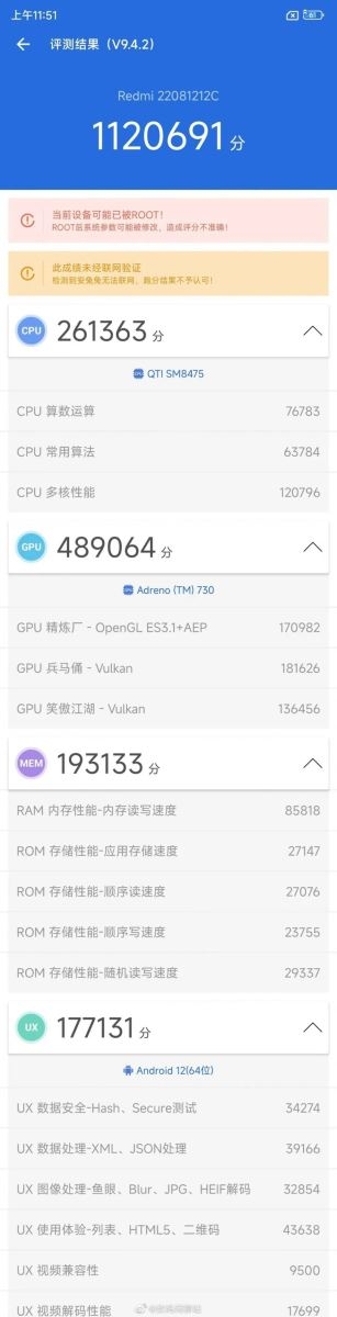 Redmi K50s Pro lộ điểm hiệu năng trên AnTuTu Redmi K50s Pro lộ điểm hiệu năng trên AnTuTu