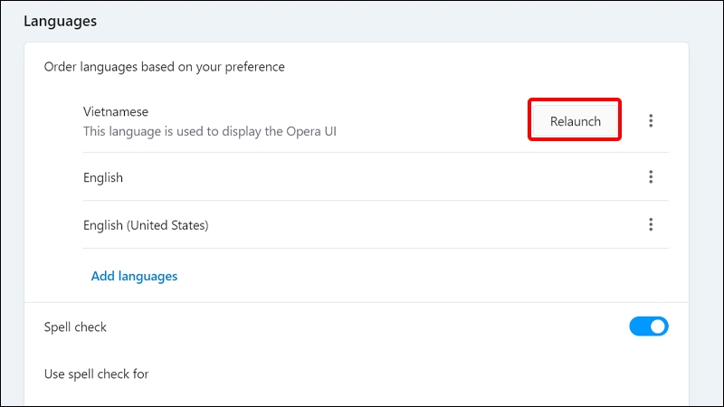 Cách thay đổi giao diện Opera sang tiếng Việt trên máy tính