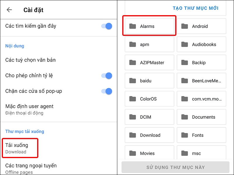 Cách thay đổi vị trí tải xuống trên trình duyệt Opera bằng điện thoại