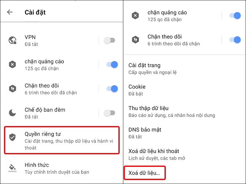Cách xóa toàn bộ dữ liệu trên trình duyệt Opera trên điện thoại