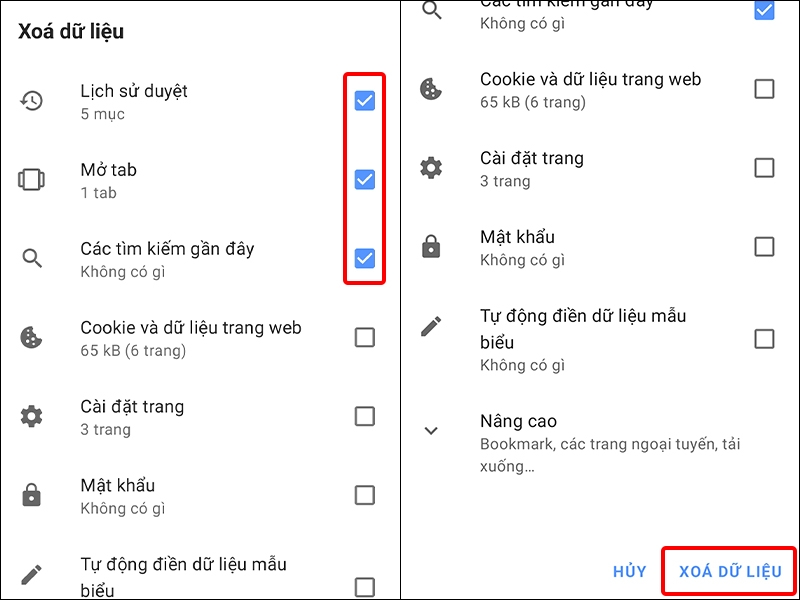 Cách xóa toàn bộ dữ liệu trên trình duyệt Opera trên điện thoại
