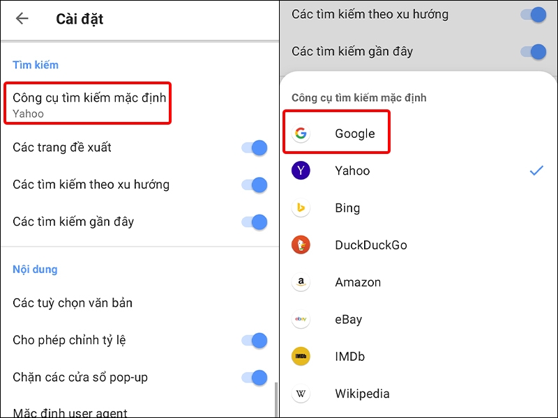 Hướng dẫn thay đổi công cụ tìm kiếm trên Opera bằng điện thoại