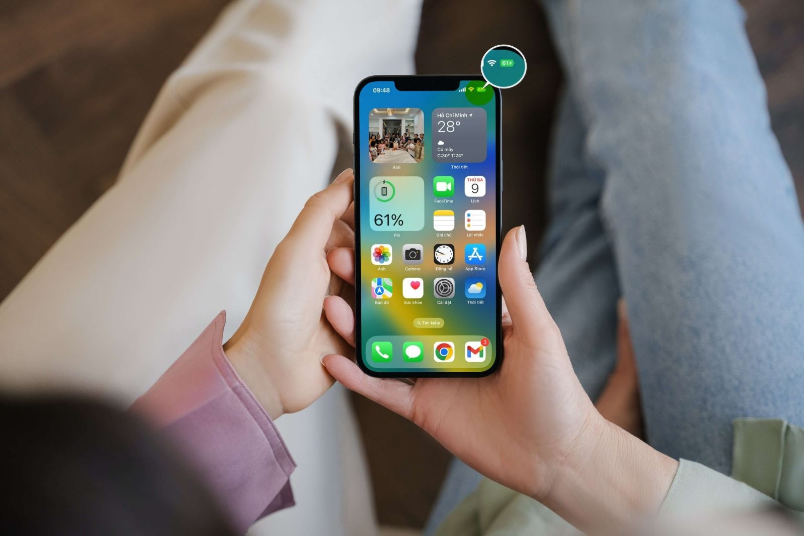 Cách xem phần trăm pin trên iPhone