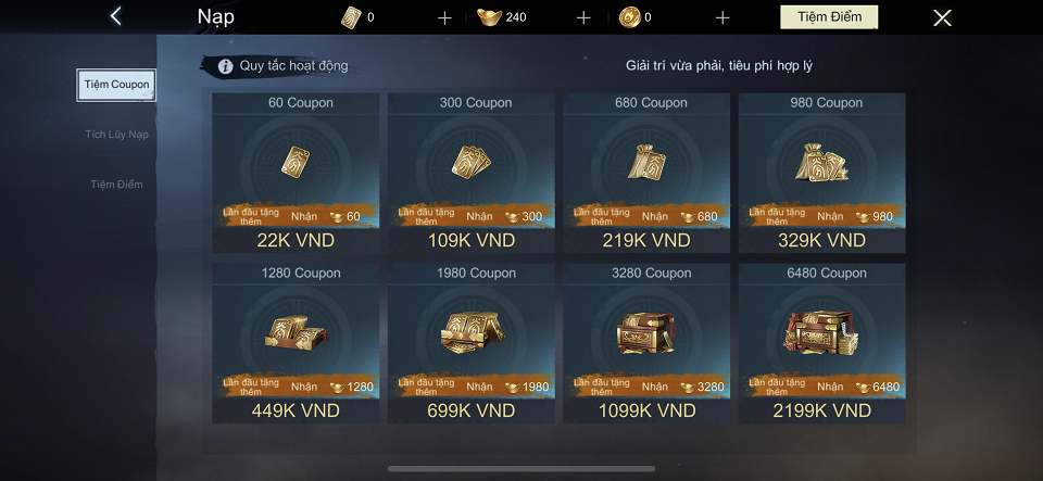 Các gói nạp game