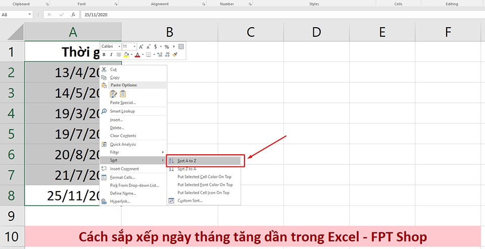 Sắp xếp ngày tháng trong Excel - Ảnh 05 Sắp xếp ngày tháng trong Excel - Ảnh 05