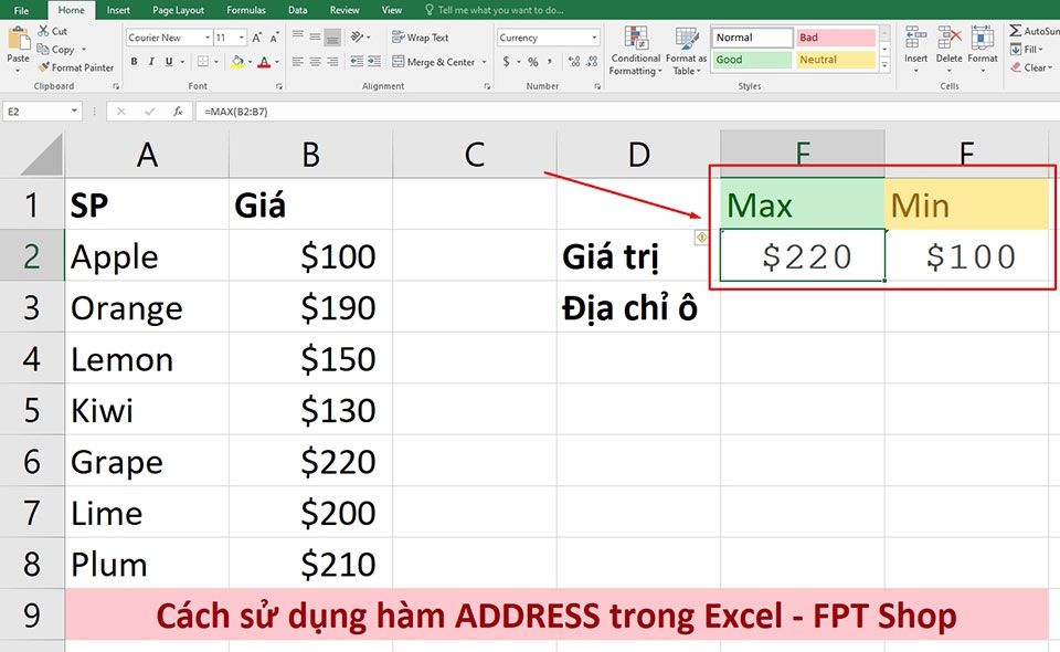 Hàm ADDRESS trong Excel - Ảnh 03
