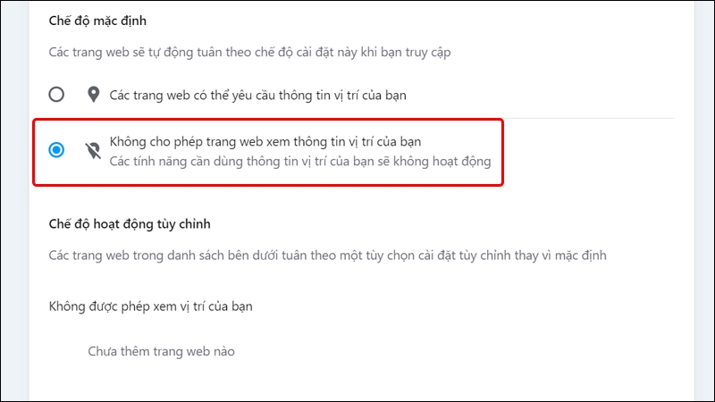 Cách tắt hoặc bật dịch vụ vị trí trên Opera bằng máy tính