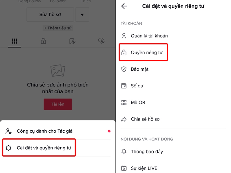 Cách tắt đề xuất tài khoản TikTok với người khác