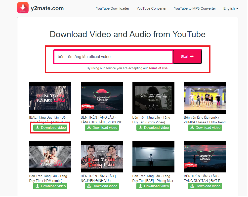 Cách sử dụng y2mate.com 2