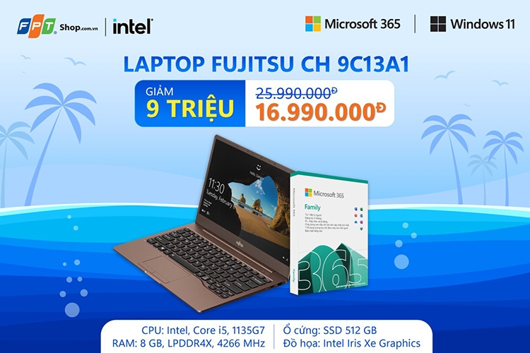 1. LAPTOP FUJITSU CH 9C13A1 I5 1135G7/8GB/512GB/13.3"FHD